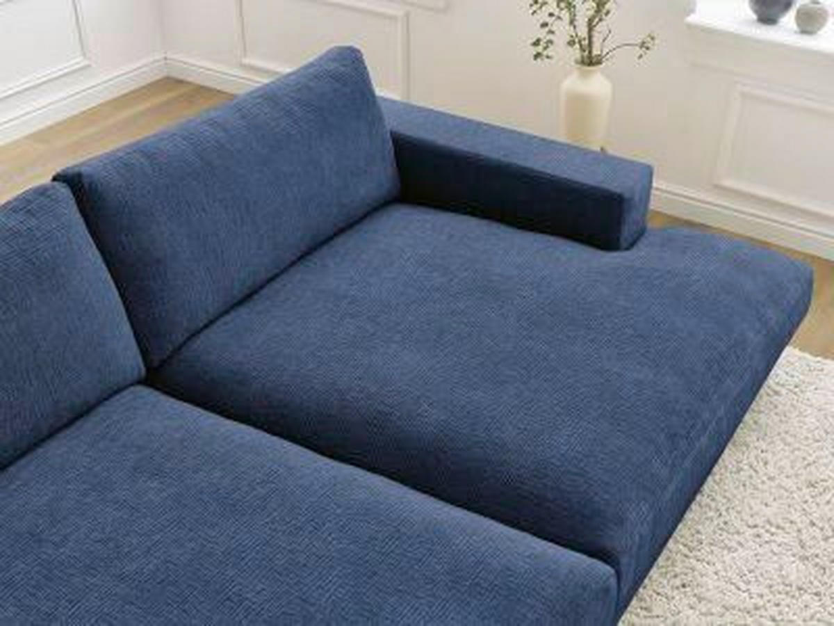 BIGSOFA LEONARD Struktur Dunkelblau  - Schwarz/Dunkelblau, MODERN, Kunststoff/Textil (274/77/159cm)