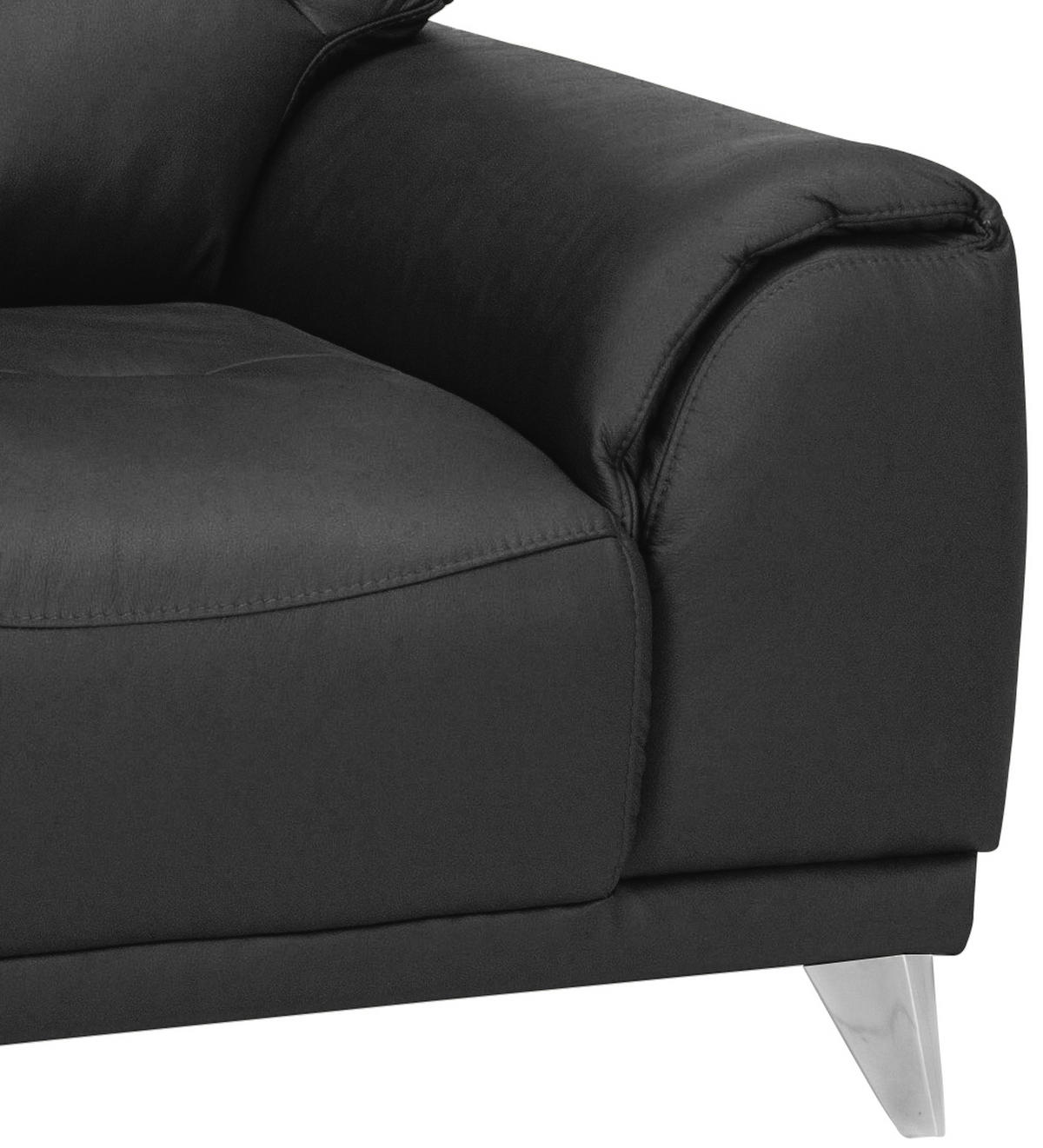 FERNSEHSESSEL in Lederlook Schwarz  - Chromfarben/Schwarz, Modern, Textil/Metall (112/92/96cm) - MID.YOU