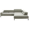 ECKSOFA inkl. Funktion Graubraun Cord  - Graubraun/Schwarz, MODERN, Textil/Metall (309/219cm) - Pure Home Lifestyle