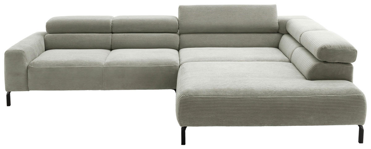 ECKSOFA inkl. Funktion in Cord Graubraun  - Graubraun/Schwarz, Modern, Textil/Metall (309/219cm) - Pure Home Lifestyle