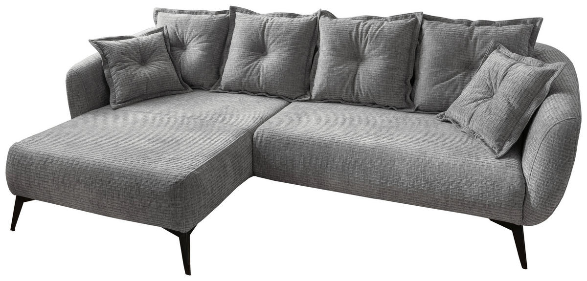 ECKSOFA Grau Mikrofaser  - Schwarz/Grau, MODERN, Textil/Metall (162/277cm) - Livetastic