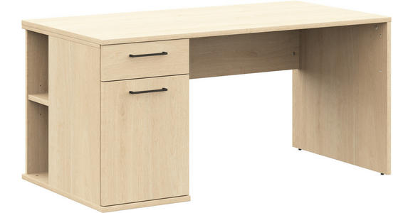 JUGENDSCHREIBTISCH 150/70/72 cm  - Edelstahlfarben/Eichefarben, Design, Holzwerkstoff/Metall (150/70/72cm) - Cantus