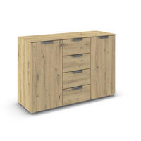 KOMMODE  in 120/81/42 cm  - Chromfarben/Eiche Artisan, Design, Holzwerkstoff/Metall (120/81/42cm) - Carryhome