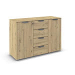 KOMMODE  in 120/81/42 cm  - Chromfarben/Eiche Artisan, Design, Holzwerkstoff/Metall (120/81/42cm) - Xora