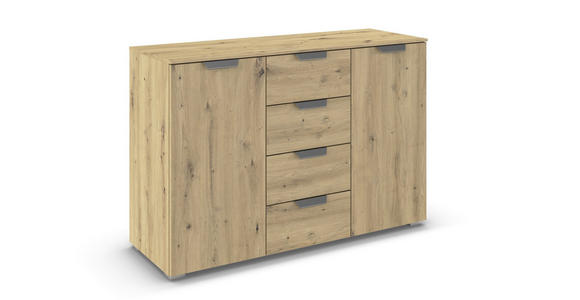 KOMMODE  in 120/81/42 cm  - Chromfarben/Eiche Artisan, Design, Holzwerkstoff/Metall (120/81/42cm) - Carryhome