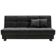 SCHLAFSOFA Mikrovelours Schwarz  - Schwarz, KONVENTIONELL, Textil/Metall (185/85/100cm) - Carryhome