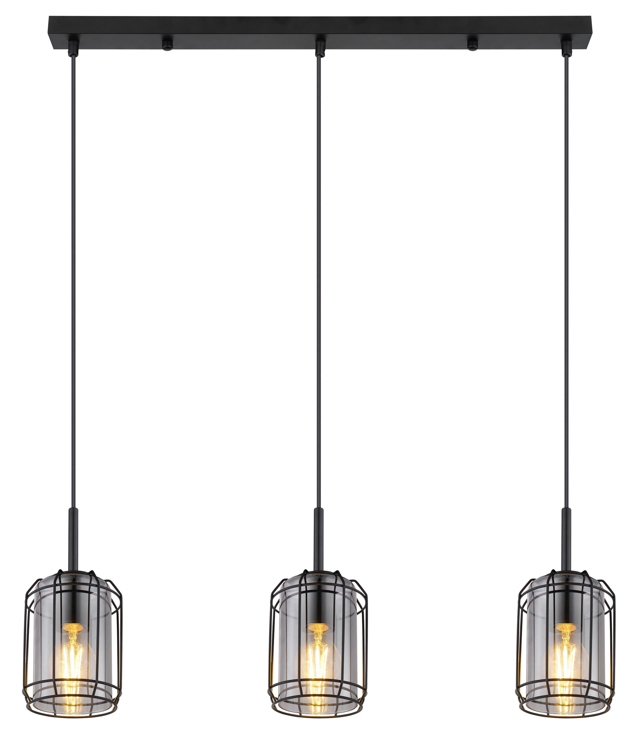 HÄNGELEUCHTE 77/13/120 cm    - Schwarz, Design, Glas/Metall (77/13/120cm) - Globo