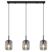 HÄNGELEUCHTE 77/13/120 cm    - Schwarz, Design, Glas/Metall (77/13/120cm) - Globo