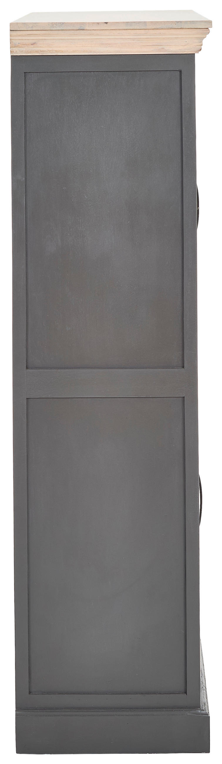HIGHBOARD Kigali  in 140/145/40 cm  - Schwarz/Naturfarben, Natur, Glas/Holz (140/145/40cm) - Livetastic