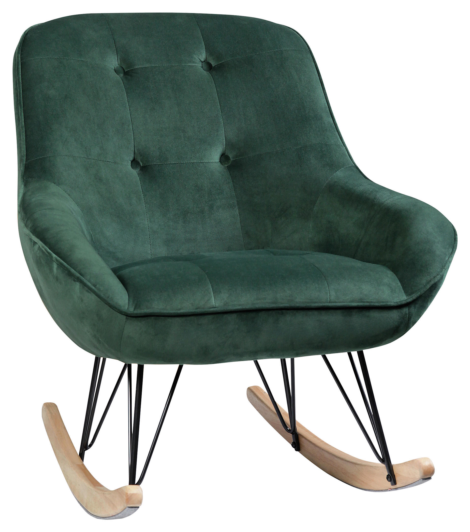 STOLICA ZA LJULJANJE 83/94/73 cm , zelena, prirodna boja, crna  - zelena/prirodna boja, Moderno, drvo/metal (83/94/73cm)