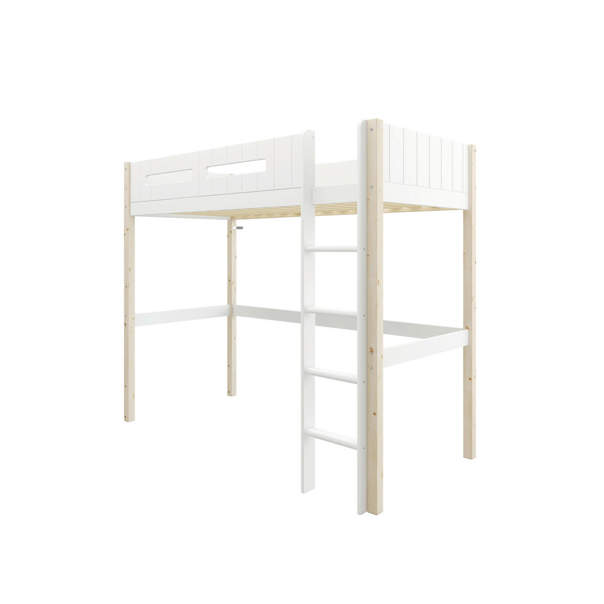 HOCHBETT 90/200 cm,  in Absturzsicherung, Leiter, Rollrost  - Weiß/Kieferfarben, MODERN, Holz (90/200cm) - Chameo