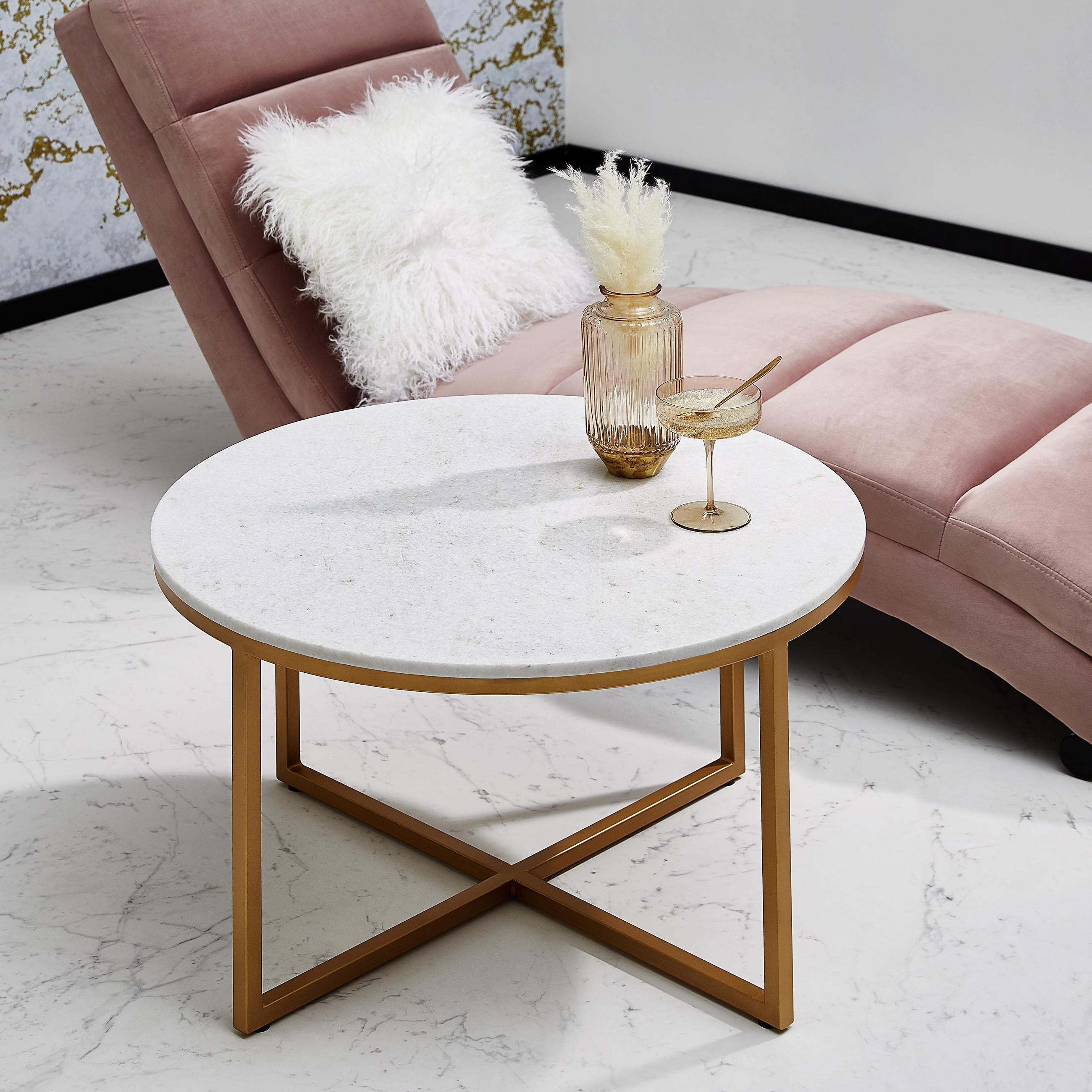 Couchtisch Rund Weiss Goldfarben Online Kaufen Xxxlutz