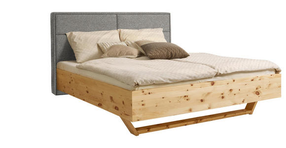 BETT 160/200 cm in Zirbelkieferfarben, Beige - Zirbelkieferfarben/Beige, Natur, Holz/Textil (160/200cm) - Valnatura