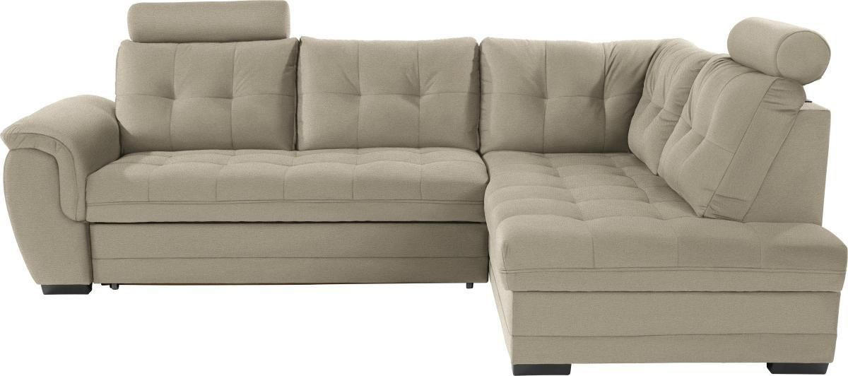 ECKSOFA Hellbraun Webstoff  - Hellbraun/Dunkelbraun, KONVENTIONELL, Kunststoff/Textil (251/183cm) - Livetastic