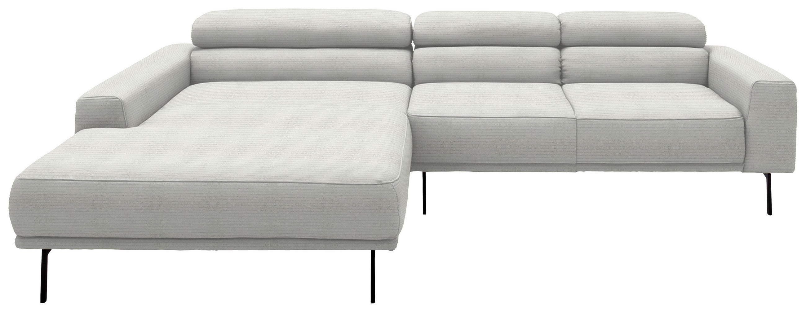 ECKSOFA Cord Weiss  - Weiss/Schwarz, Design, Textil/Metall (215-217/293cm) - Schöner Wohnen