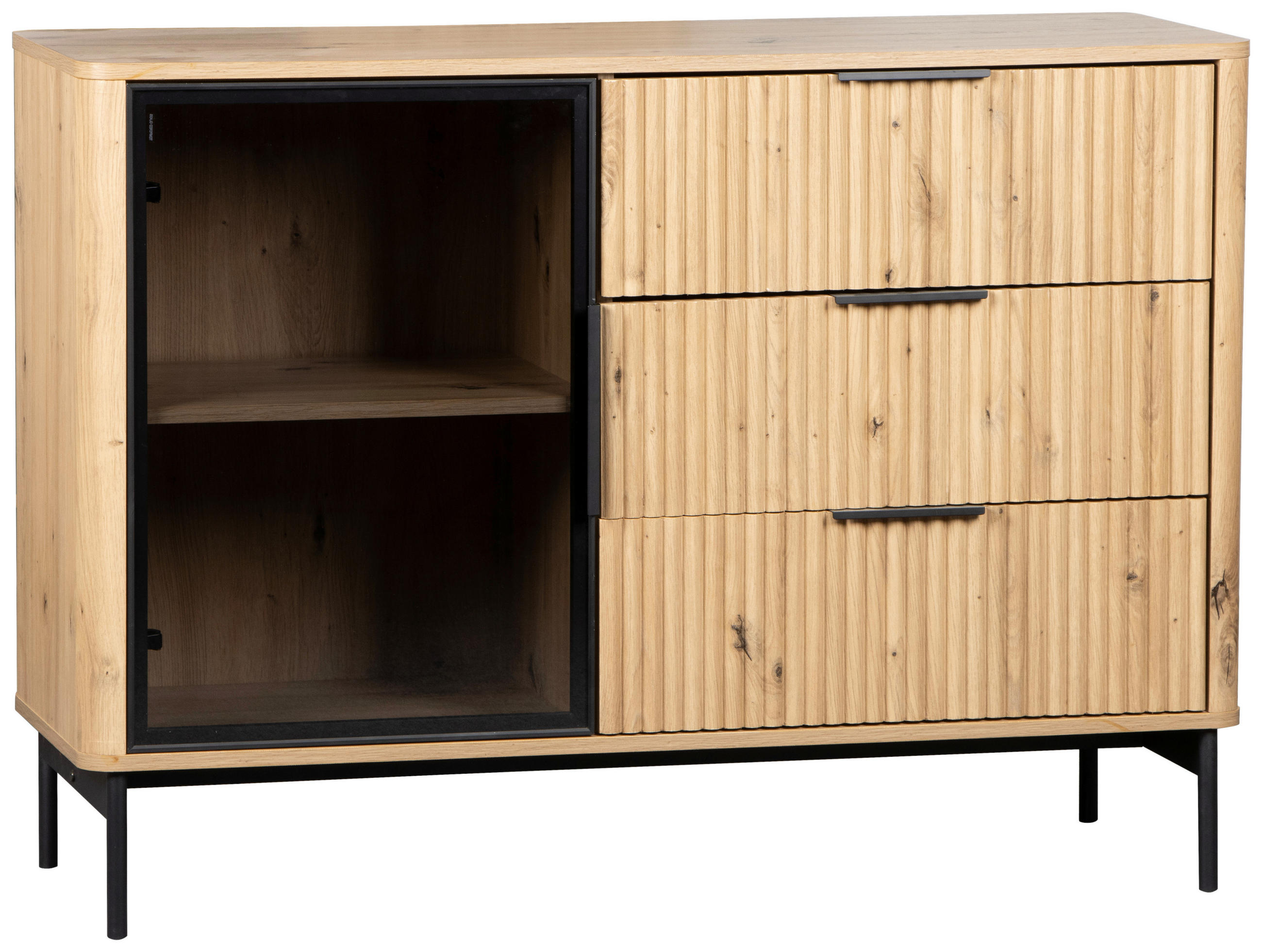 SIDEBOARD  in 114/82/40 cm  - Schwarz/Eiche Artisan, Design, Glas/Holzwerkstoff (114/82/40cm) - MID.YOU