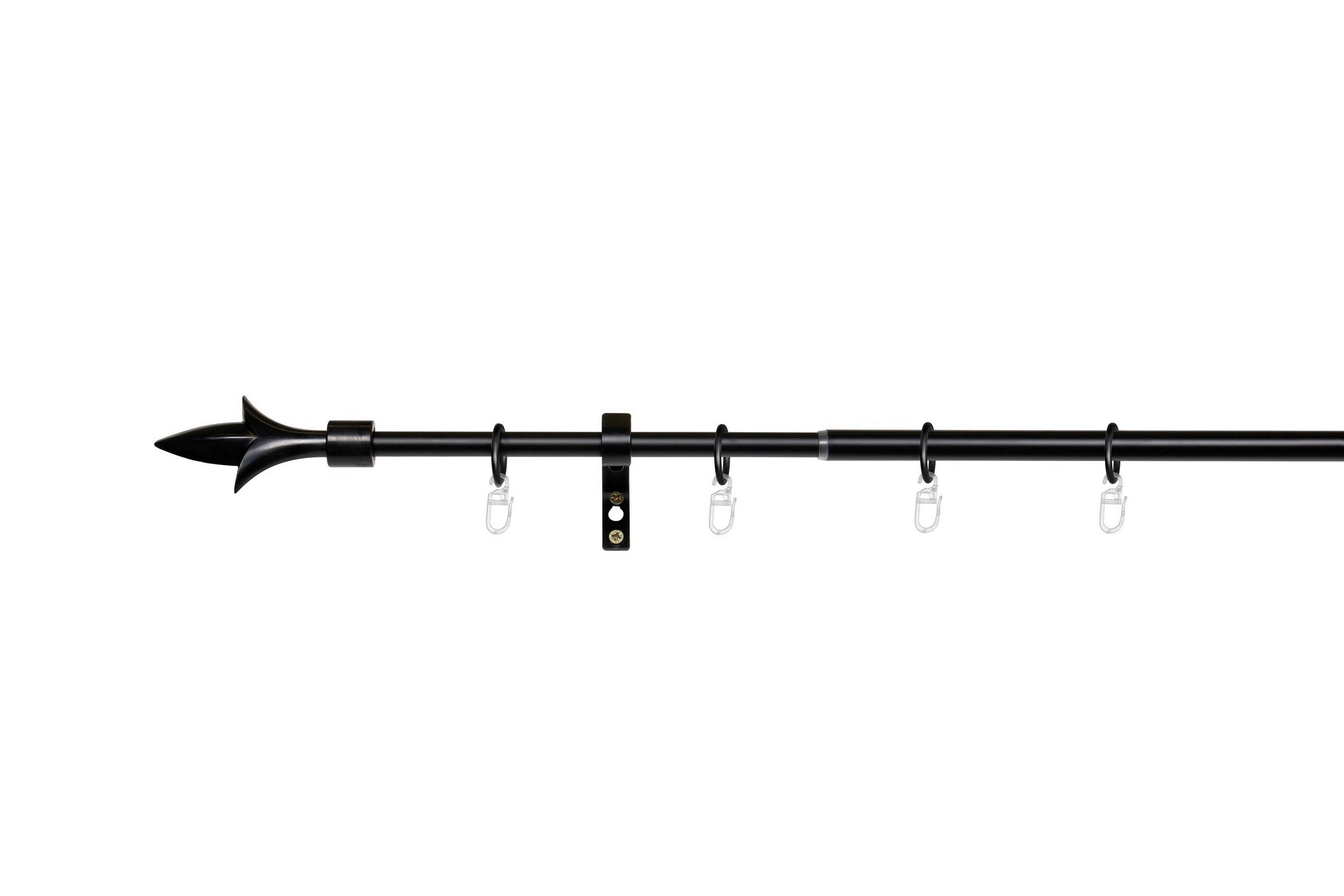 VORHANGSTANGENSET 130 cm  - Schwarz, Basics, Metall (130cm)