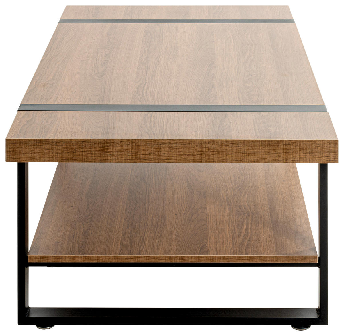 COUCHTISCH 120/60/45 cm rechteckig Schwarz, Eichefarben  - Eichefarben/Schwarz, Design, Holzwerkstoff/Metall (120/60/45cm)
