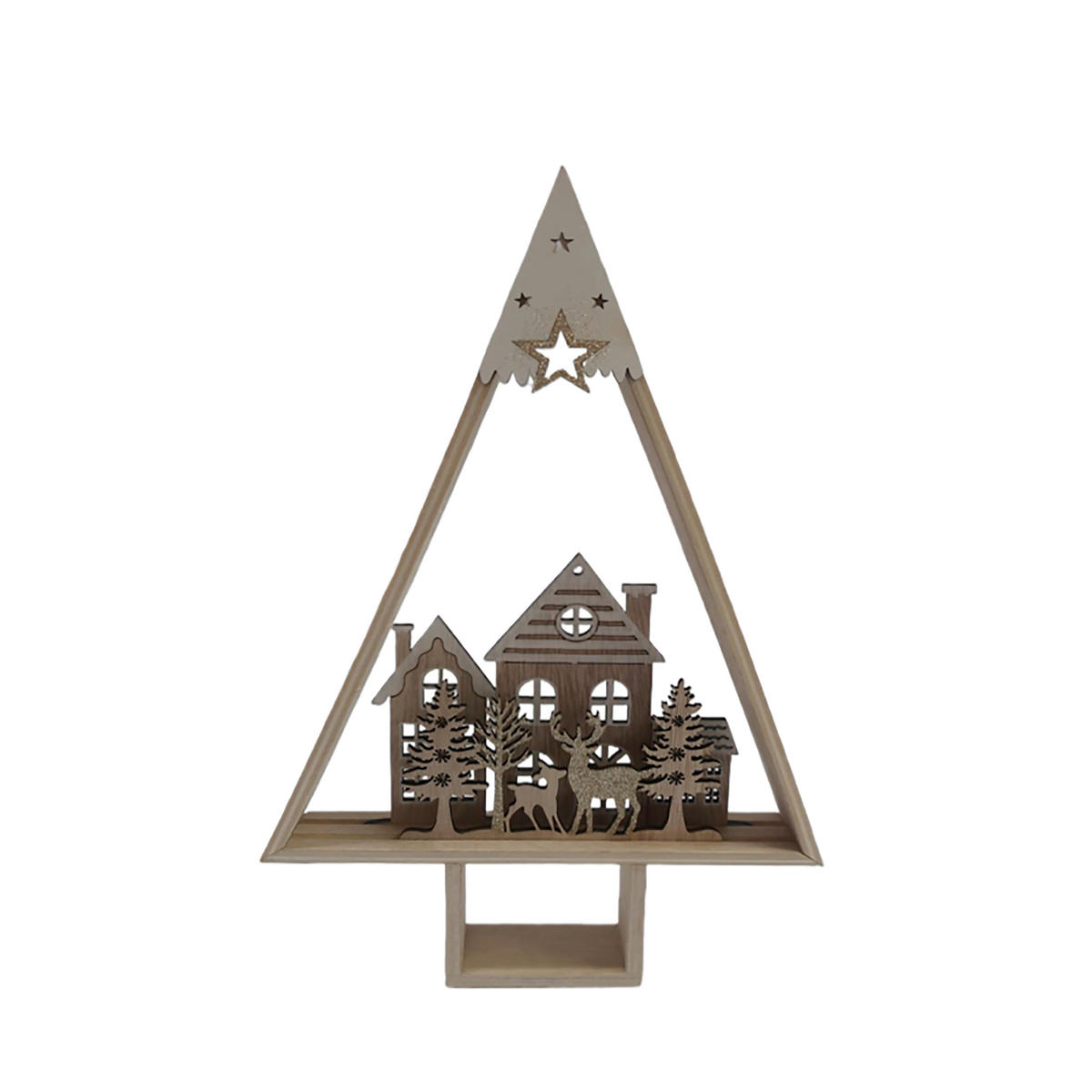 DEKOHÄUSCHEN  - Goldfarben/Naturfarben, LIFESTYLE, Holzwerkstoff (22/34cm) - X-Mas