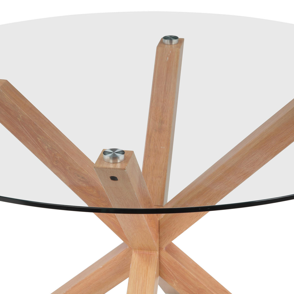 ESSTISCH  Metall, Glas rund Klar, Eichefarben  - Klar/Eichefarben, MODERN, Glas/Metall (119/75,5cm) - P & B