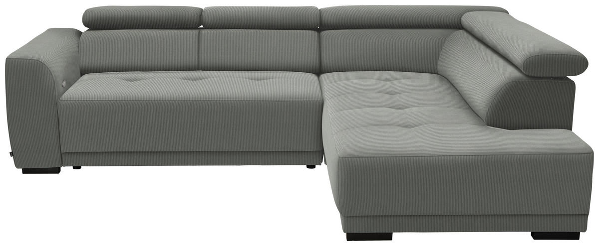 ECKSOFA in Feincord Grau  - Schwarz/Grau, Design, Kunststoff/Textil (284/205cm) - MID.YOU