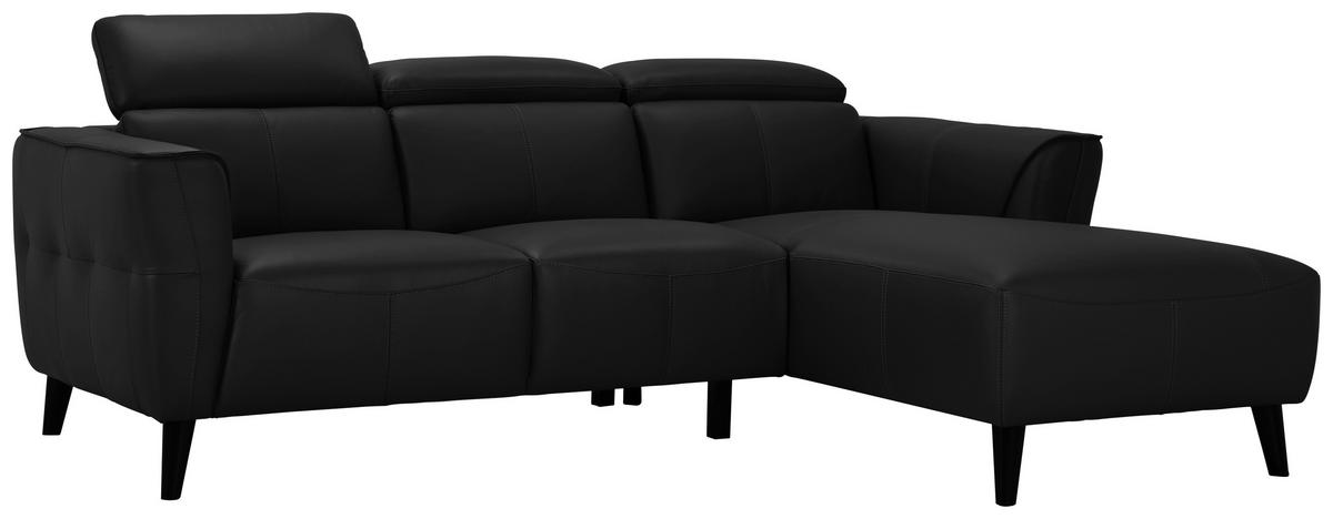 ECKSOFA Schwarz Echtleder  - Schwarz, KONVENTIONELL, Leder (223/92,5/169.5cm) - MID.YOU