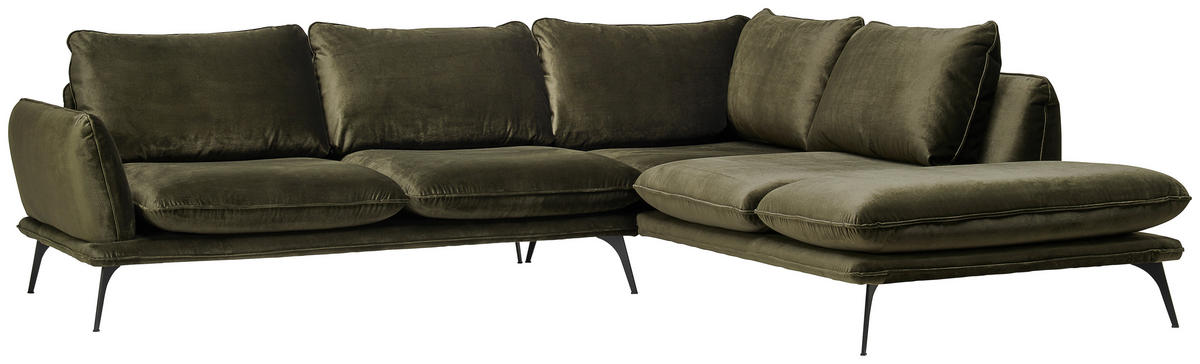 HÖRNSOFFA i velour mörkgrön  - svart/mörkgrön, Design, metall/textil (285/252cm) - Best Price