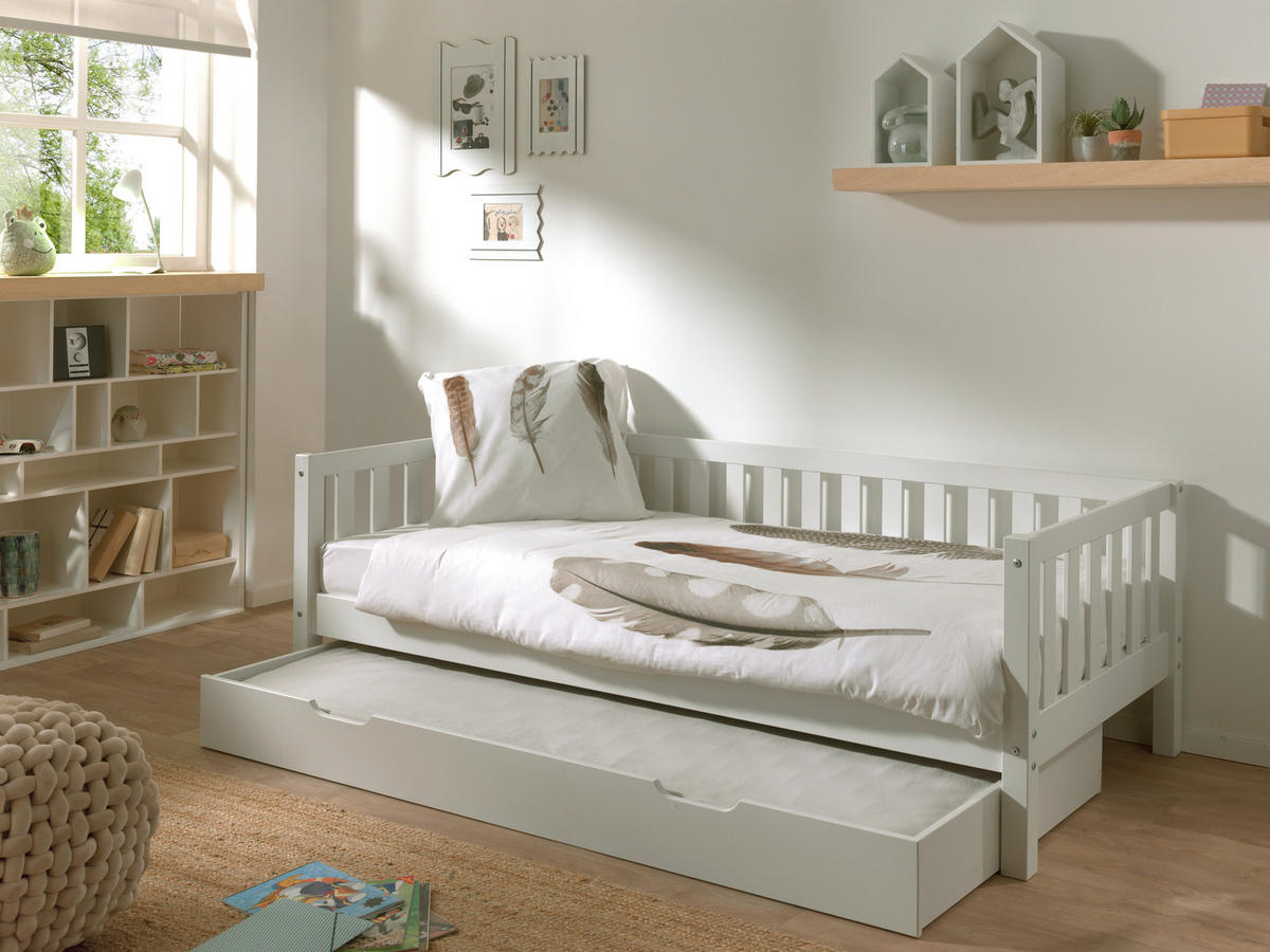 AUSZIEHBETT 90/200 cm  in Weiß  - Weiß, MODERN, Holz/Holzwerkstoff (90/200cm) - MID.YOU