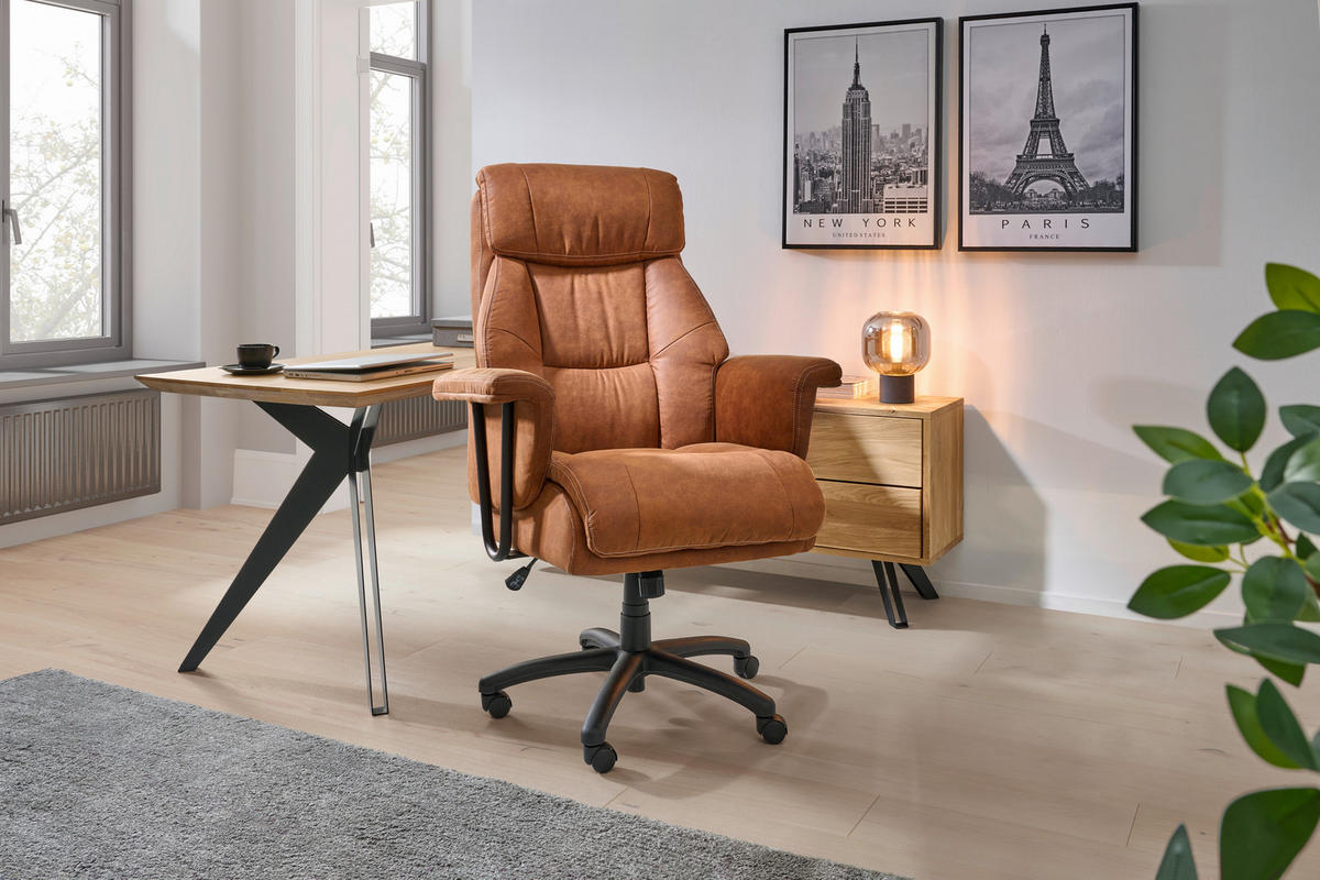 CHEFSESSEL Velours Braun, Schwarz  - Schwarz/Braun, MODERN, Kunststoff/Textil (84/120-128/85cm) - MID.YOU