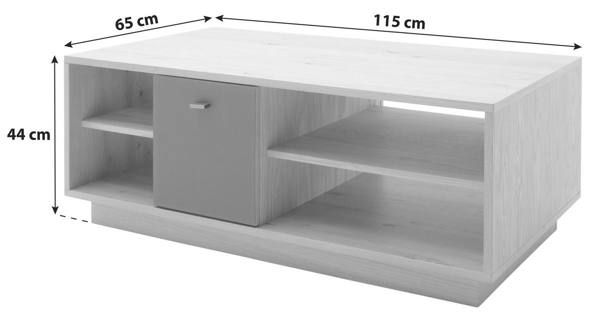 SOFFBORD i glas, trämaterial 115/65/44 cm  - ek Bianco/antracit, Design, metall/trämaterial (115/65/44cm) - MID.YOU