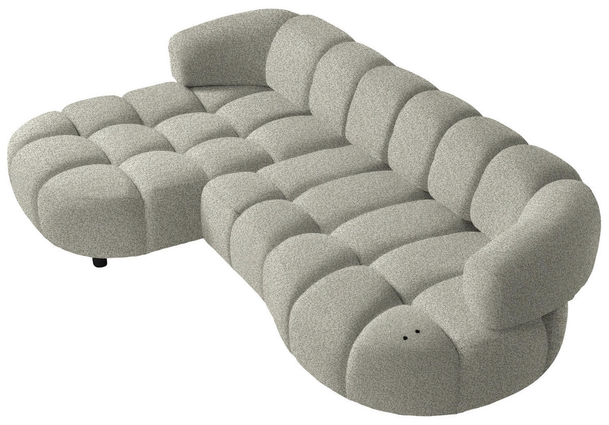 ECKSOFA Hellgrau Webstoff  - Hellgrau/Schwarz, Design, Holz/Textil (183/284cm) - Welnova