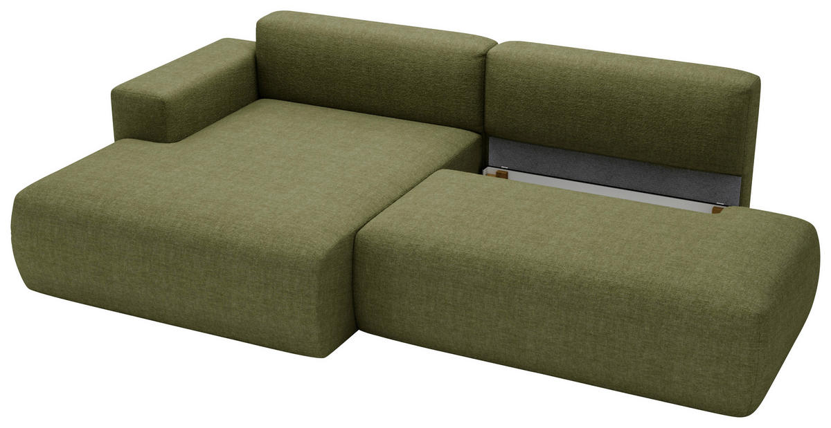 ECKSOFA Chenille Olivgrün  - Schwarz/Olivgrün, Design, Kunststoff/Textil (160/284cm) - Livetastic