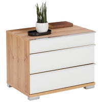 NACHTSCHRANKSET 60/48/42 cm  - Chromfarben/Eiche Bianco, KONVENTIONELL, Glas/Holzwerkstoff (60/48/42cm) - Venda