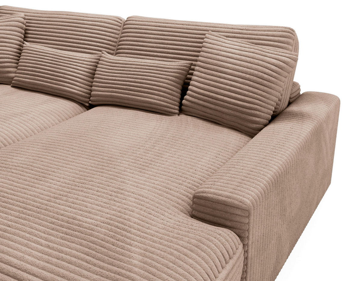 BIGSOFA Cord Hellbraun  - Hellbraun/Schwarz, MODERN, Kunststoff/Textil (230/85/190cm) - Carryhome