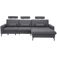 ECKSOFA  in Mikrofaser Anthrazit  302/180 cm  - Anthrazit/Schwarz, KONVENTIONELL, Textil/Metall (302/180cm) - Carryhome
