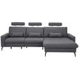 ECKSOFA  in Mikrofaser Anthrazit Rückenkissen, Nierenkissen, Rücken echt, Relaxfunktion, Kopfstütze  302/180 cm  - Anthrazit/Schwarz, KONVENTIONELL, Textil/Metall (302/180cm) - Carryhome