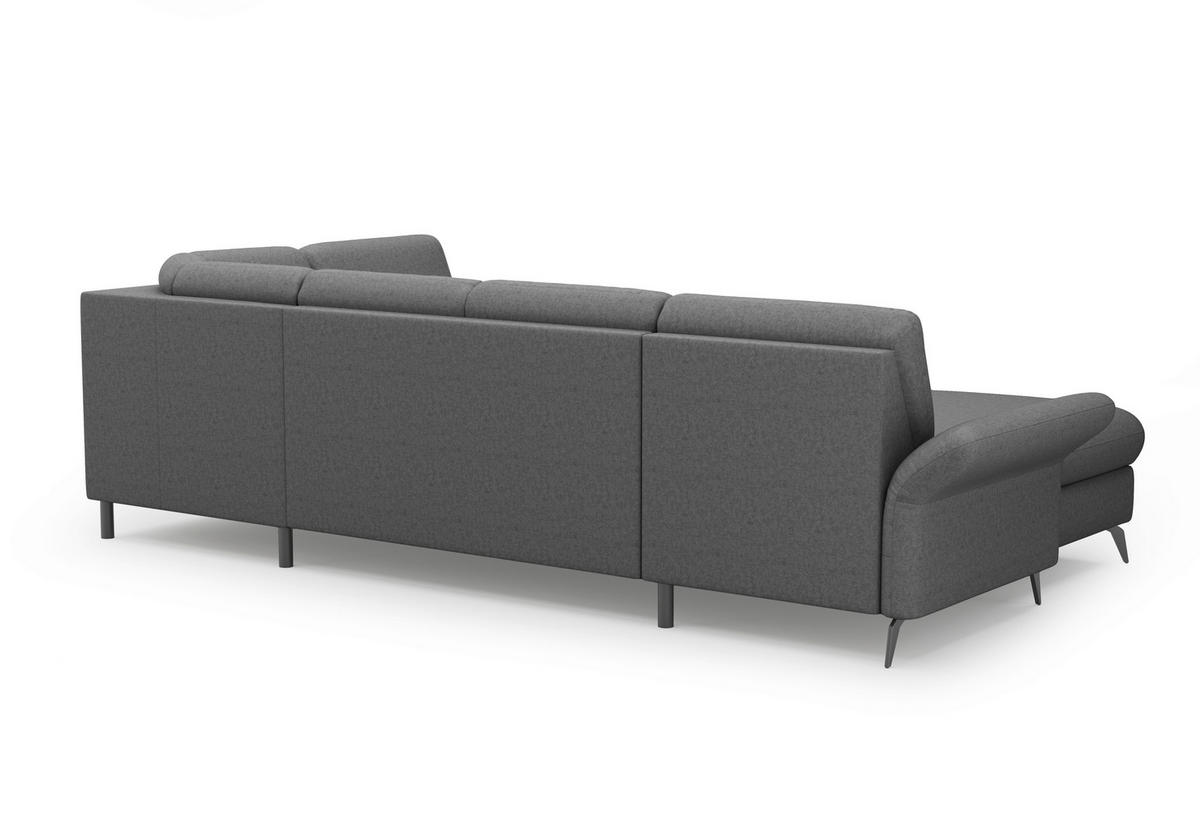 WOHNLANDSCHAFT in Flachgewebe Dunkelgrau  - Dunkelgrau/Schwarz, Konventionell, Textil/Metall (164/314/195cm) - Sit & More