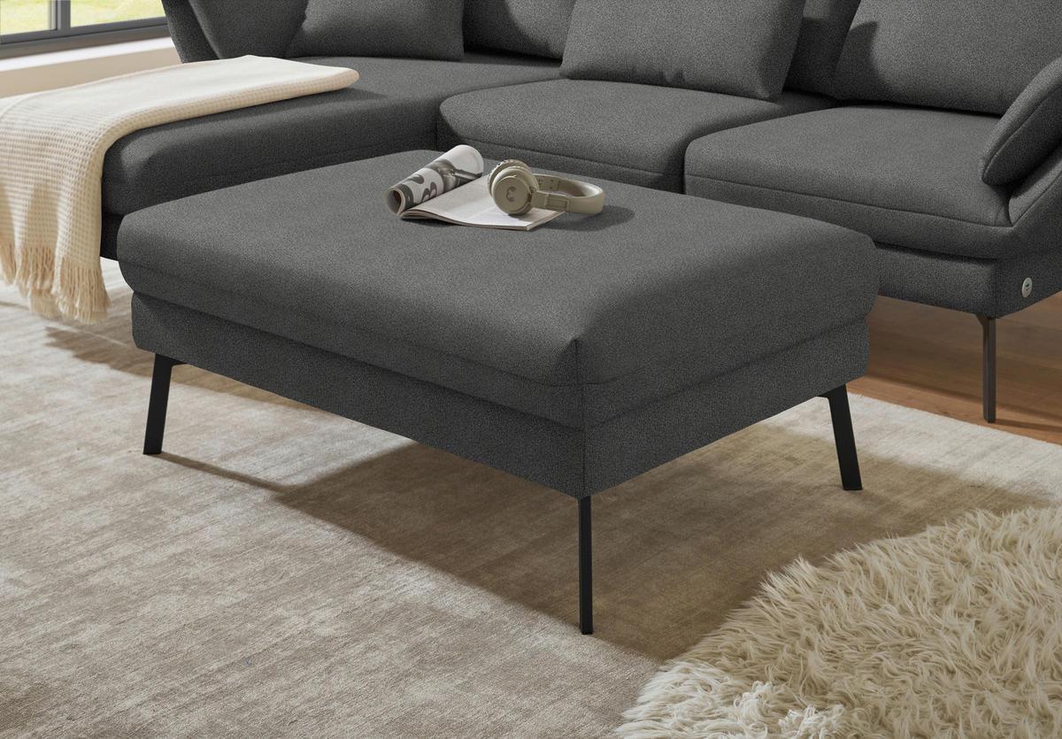 ECKSOFA  in Flachgewebe Dunkelgrau  175-224/255-365 cm  - Dunkelgrau/Schwarz, Design, Textil/Metall (175-224/255-365cm) - Dieter Knoll