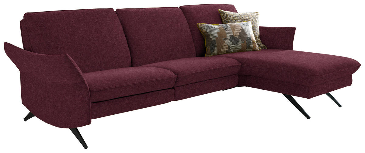 ECKSOFA in Chenille Dunkelrot  - Anthrazit/Dunkelrot, Design, Textil/Metall (262/158cm) - Himolla Komfortklass