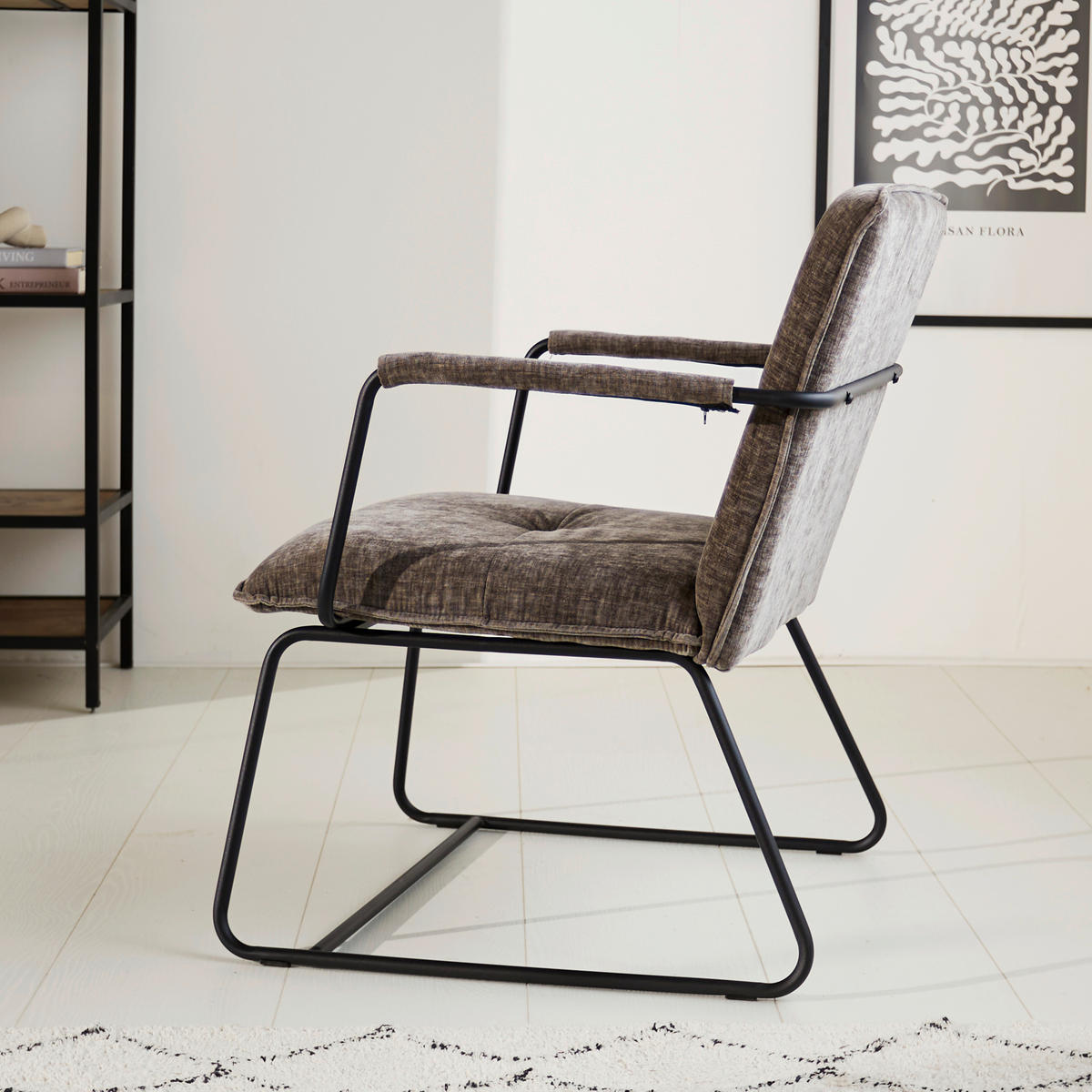 KRESLO, textil, sivá - čierna/sivá, Modern, kov/textil (65/80/68cm) - MID.YOU