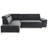 ECKSOFA Grau, Dunkelgrau Samt  - Chromfarben/Dunkelgrau, KONVENTIONELL, Textil/Metall (206/271cm) - Carryhome