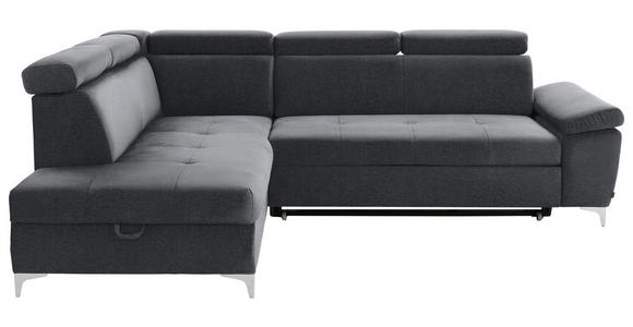 ECKSOFA Grau, Dunkelgrau Samt  - Chromfarben/Dunkelgrau, KONVENTIONELL, Textil/Metall (206/271cm) - Carryhome