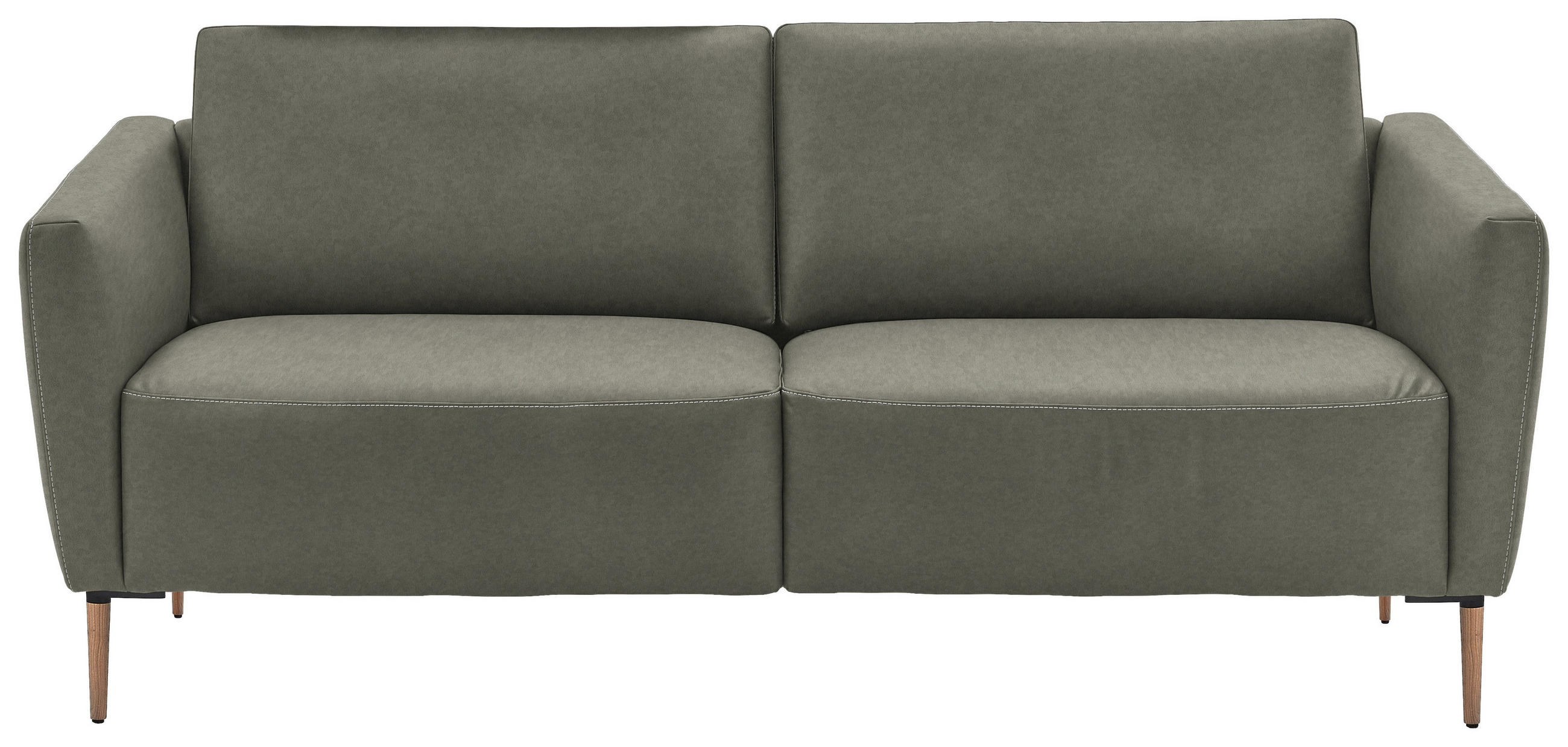 2-SITZER-SOFA  in Echtleder Grau   - Eichefarben/Beige, Natur, Leder/Holz (207/86/87cm) - Valnatura