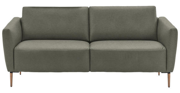 2-SITZER-SOFA  in Echtleder Grau   - Eichefarben/Beige, Natur, Leder/Holz (207/86/87cm) - Valnatura