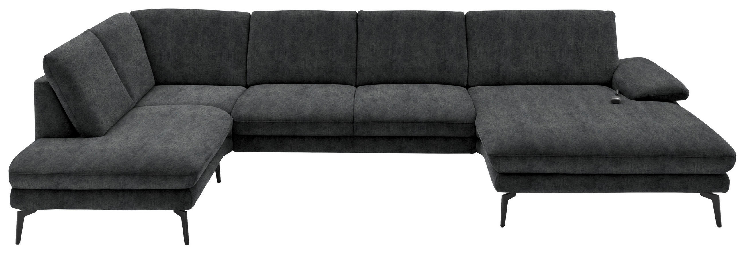 WOHNLANDSCHAFT in Velours Anthrazit  - Anthrazit/Schwarz, Design, Textil/Metall (208/344/180cm) - Dieter Knoll