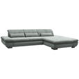 ECKSOFA  in Flachgewebe Mintgrau  341/204 cm  - Mintgrau/Schwarz, Design, Textil/Metall (341/204cm) - Xora