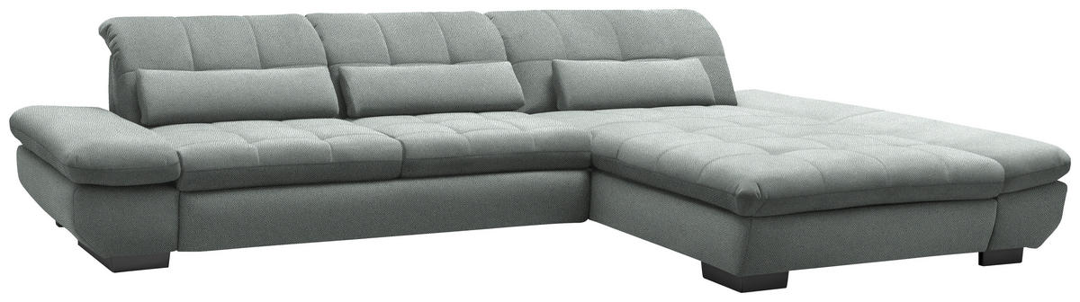 ECKSOFA  in Flachgewebe Mintgrau  341/204 cm  - Mintgrau/Schwarz, Design, Textil/Metall (341/204cm) - Xora