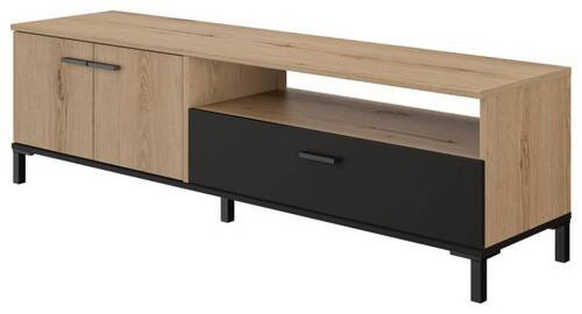 TV-ELEMENT - Eichefarben/Schwarz, MODERN, Holzwerkstoff/Kunststoff (160/47/40cm) - MID.YOU