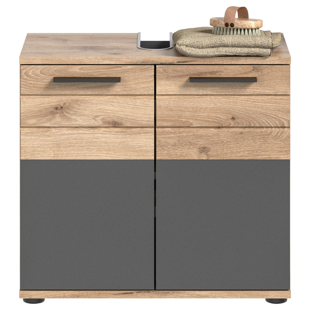 Thumbnail - Mid.you Badezimmer, Grau, Eiche, Kunststoff, 4-teilig, 9 Fächer, 97 cm, FSC Mix, stehend, Badezimmer, Badmöbelsets & Bad...