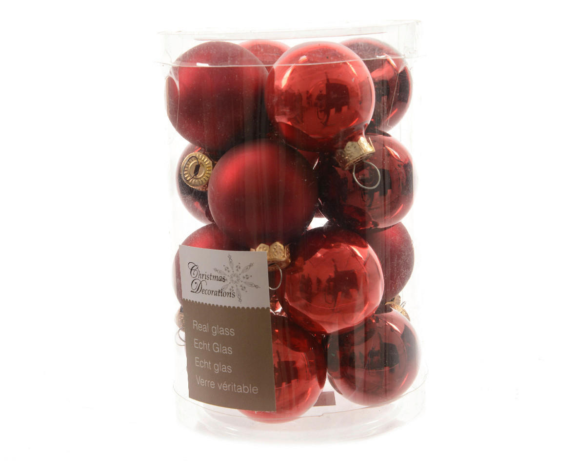 CHRISTBAUMKUGEL-SET 16-teilig  - Rot, Basics, Glas (9/9/13cm)